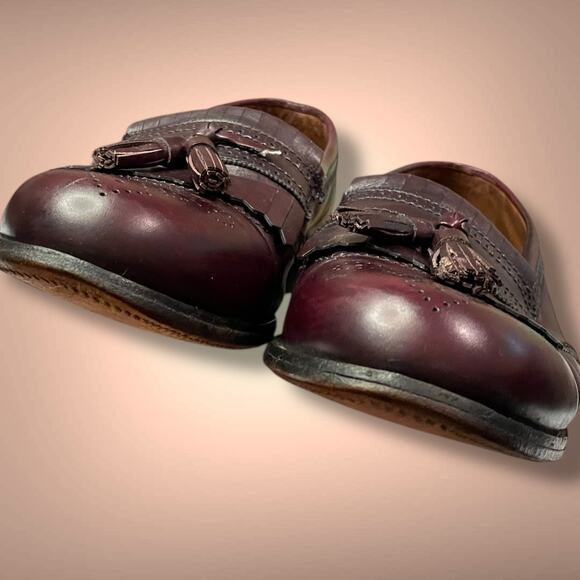 Men\'s ALLEN EDMONDS Bridgeton Dark Burgundy USA Made Tassel Loafers EUC main image 10
